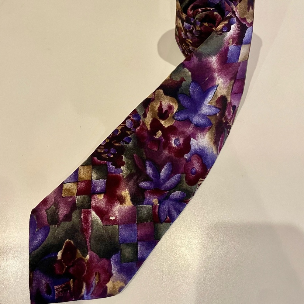 Purple Geometric Silk Tie Accessories